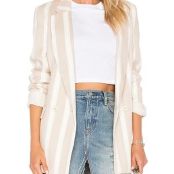 Vertical stripe tunic length blazer by green people